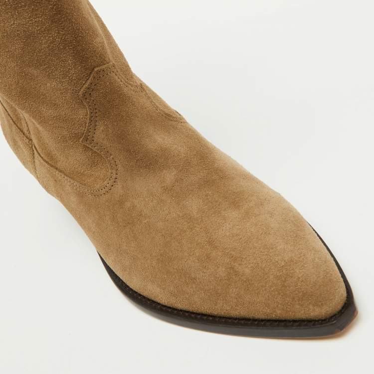 Pre Owned Isabel Marant Taupe Brown Suede Duerto Pointed Toe Boots Size 39