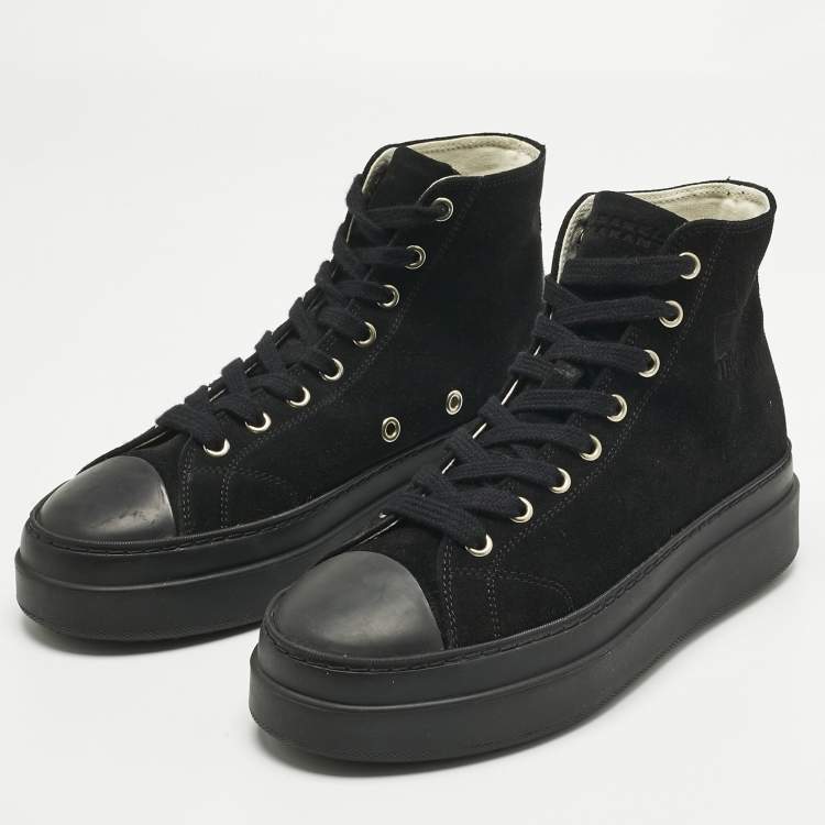 Pre Owned Isabel Marant Black Leather and Suede Austen High Top Sneakers Size 37