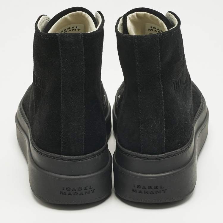 Pre Owned Isabel Marant Black Leather and Suede Austen High Top Sneakers Size 37