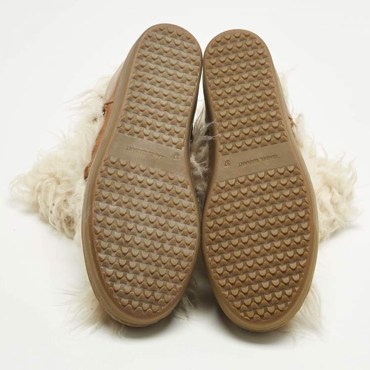 Pre Owned Isabel Marant Beige Faux Fur and Leather Nowles Snow Boots Size 37