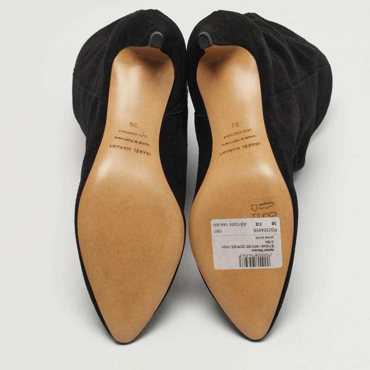 Pre Owned Isabel Marant Black Suede Dernee High Ankle Length Boots Size 36