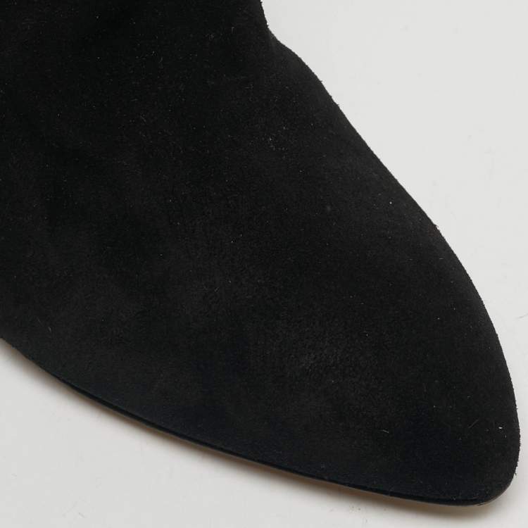 Pre Owned Isabel Marant Black Suede Dernee High Ankle Length Boots Size 36