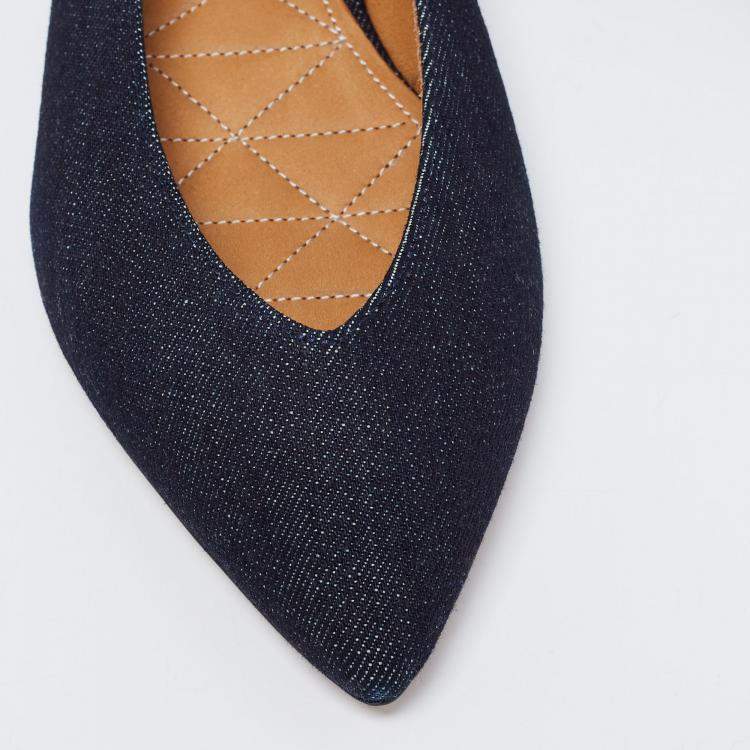 Pre Owned Isabel Marant Blue Denim Plumy Ballet Flats Size 36