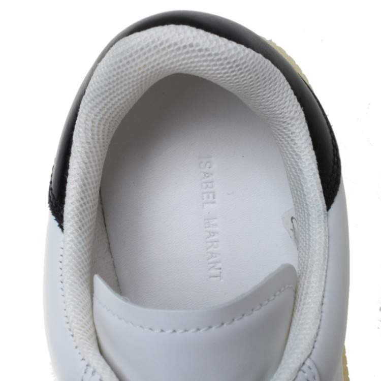 Pre Owned Isabel Marant White/Black Leather Trainers Low Top Sneakers Size 39