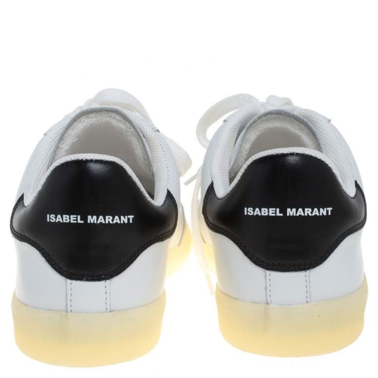 Pre Owned Isabel Marant White/Black Leather Trainers Low Top Sneakers Size 39