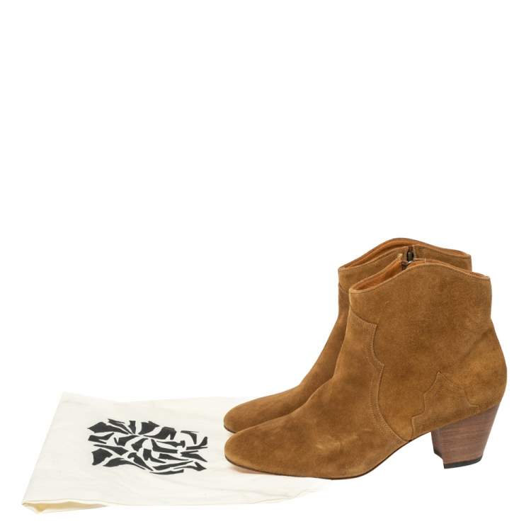 Pre Owned Isabel Marant Brown Suede Dicker Ankle Boots Size 40