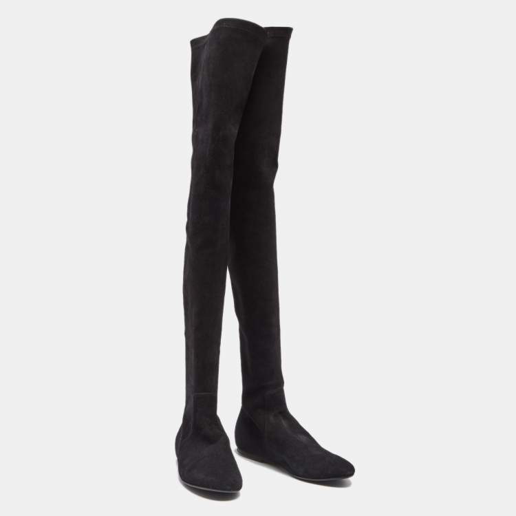 Pre Owned Isabel Marant Black Suede Over The Knee Boots Size 38 