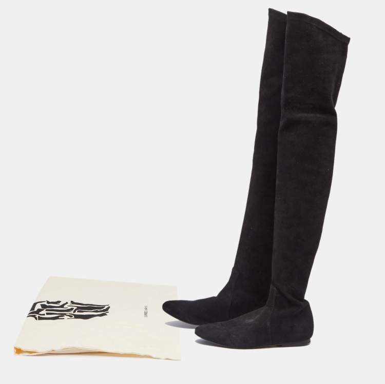Pre Owned Isabel Marant Black Suede Over The Knee Boots Size 38 