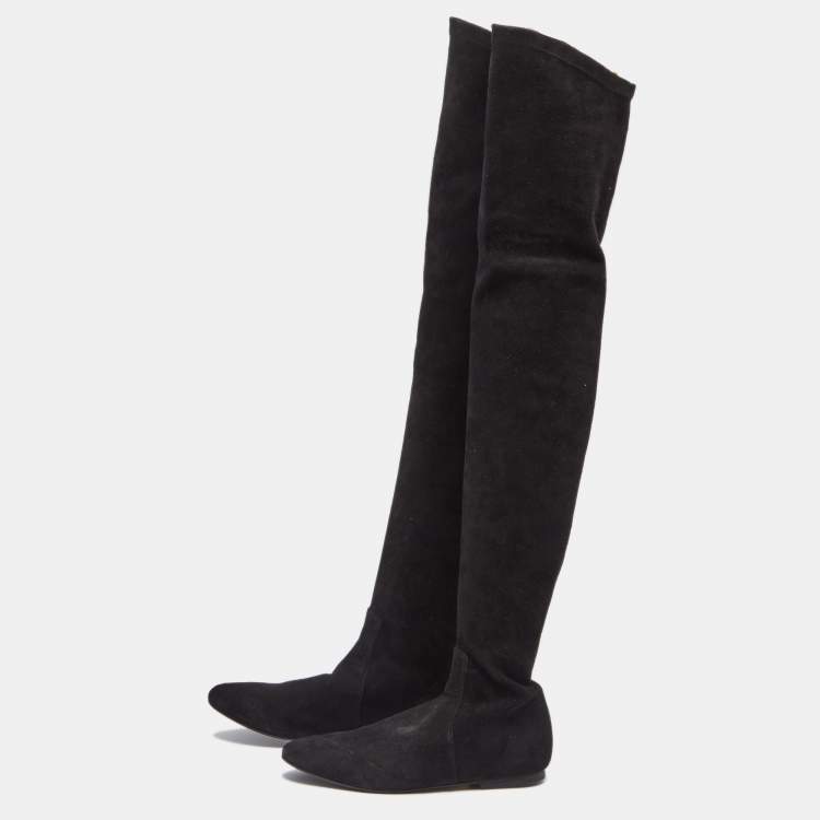 Pre Owned Isabel Marant Black Suede Over The Knee Boots Size 38 