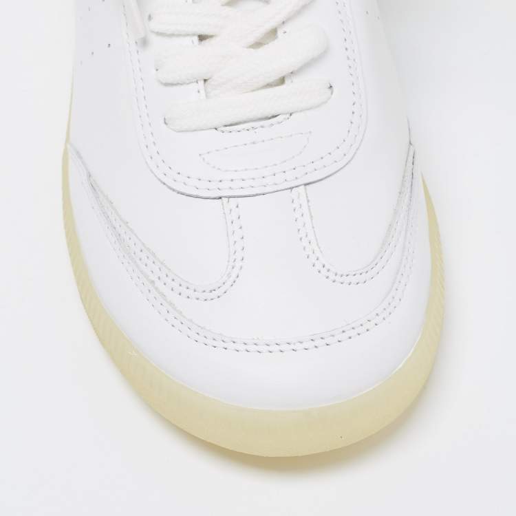 Pre Owned Isabel Marant White/Black Leather Lace Up Front Low Top Sneakers Size 39