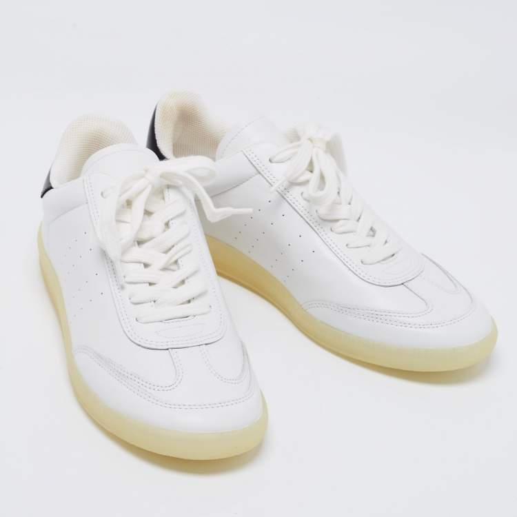 Pre Owned Isabel Marant White/Black Leather Lace Up Front Low Top Sneakers Size 39