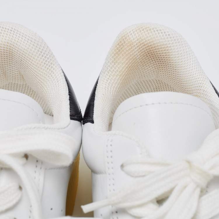 Pre Owned Isabel Marant White/Black Leather Lace Up Front Low Top Sneakers Size 39