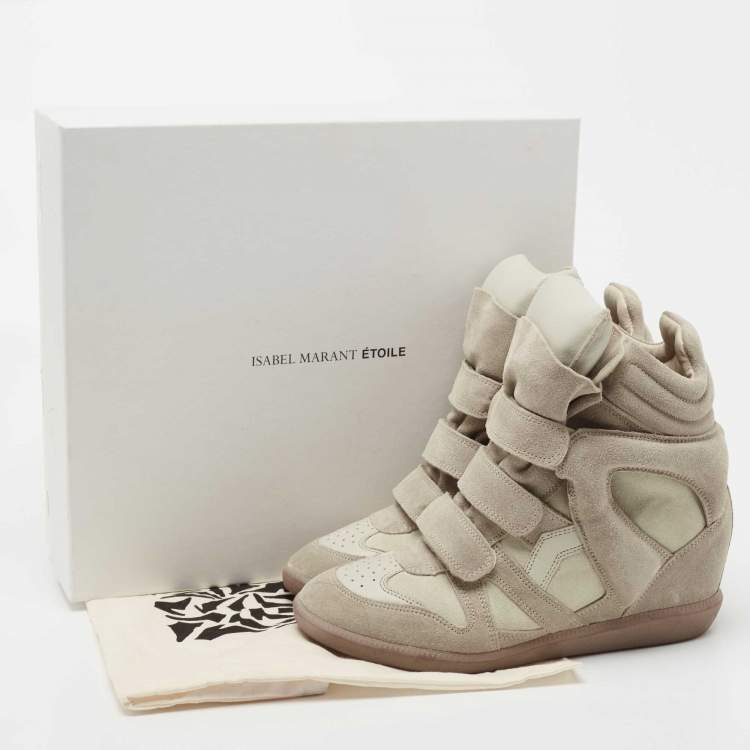 Pre Owned Isabel Marant Grey Suede Bekett Wedge Sneakers Size 39