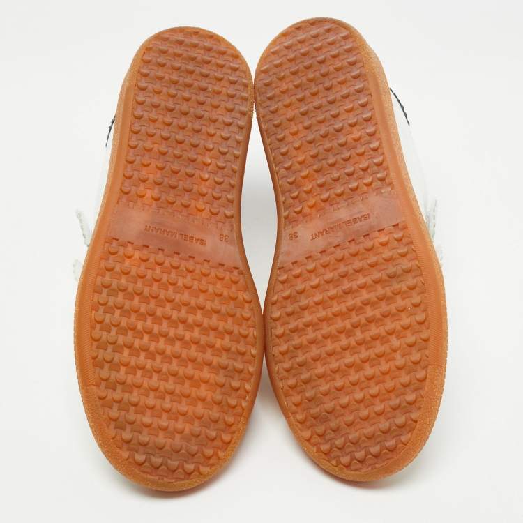 Pre Owned Isabel Marant Tricolor Perforated Leather and Suede Beth Sneakers Size 38
