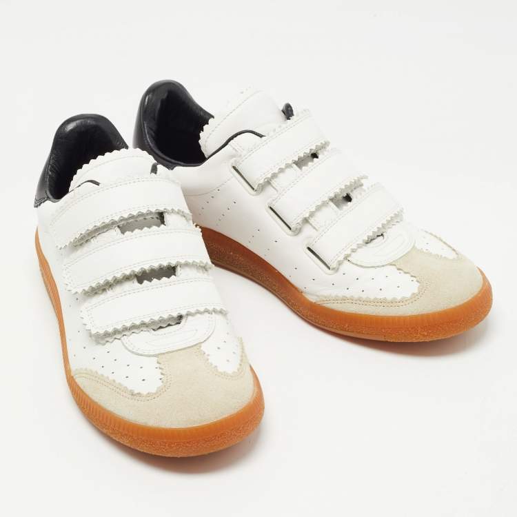 Pre Owned Isabel Marant Tricolor Perforated Leather and Suede Beth Sneakers Size 38