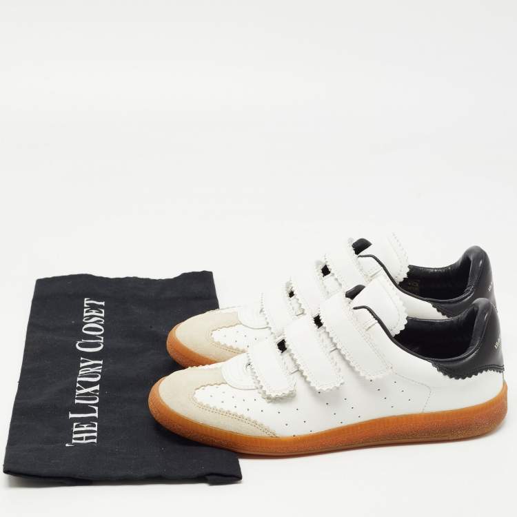 Pre Owned Isabel Marant Tricolor Perforated Leather and Suede Beth Sneakers Size 38