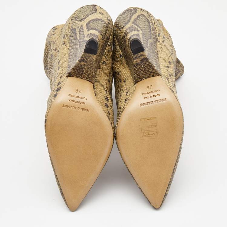 Pre Owned Isabel Marant Two Tone Python Embossed Leather Ankle Booties Size 38
