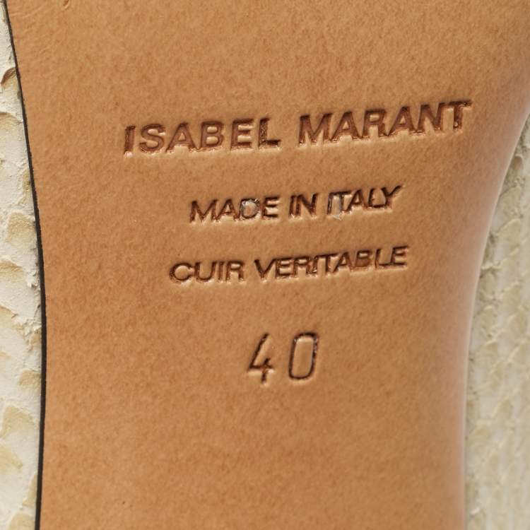 Pre Owned Isabel Marant Cream Python Embossed Leather Lelie Strappy Sandals Size 40