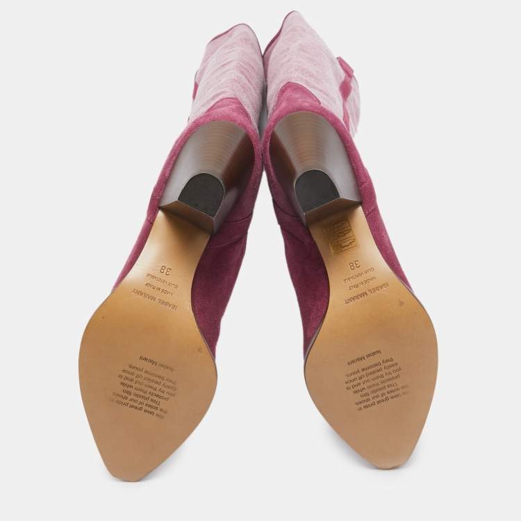 Pre Owned Isabel Marant Pink Suede and Canvas knee Length Boots Size 38