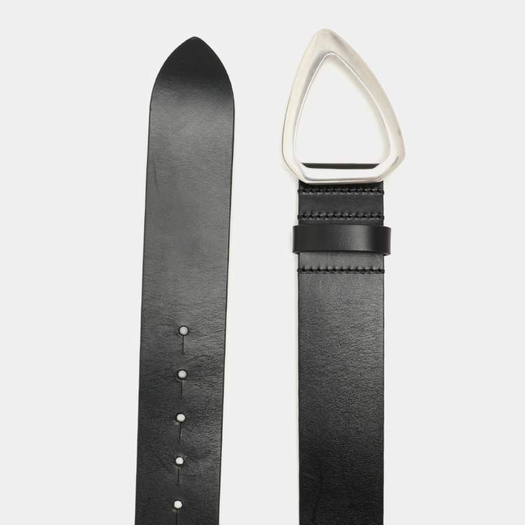 Pre Owned Isabel Marant Black Leather Idiano Buckle Belt 75CM 