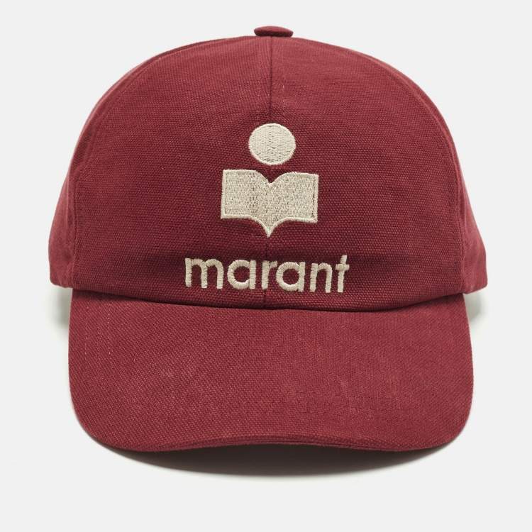 Pre Owned isabel Marant Red Tyron Logo Canvas Baseball Cap Size 59