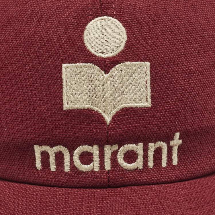 Pre Owned isabel Marant Red Tyron Logo Canvas Baseball Cap Size 59