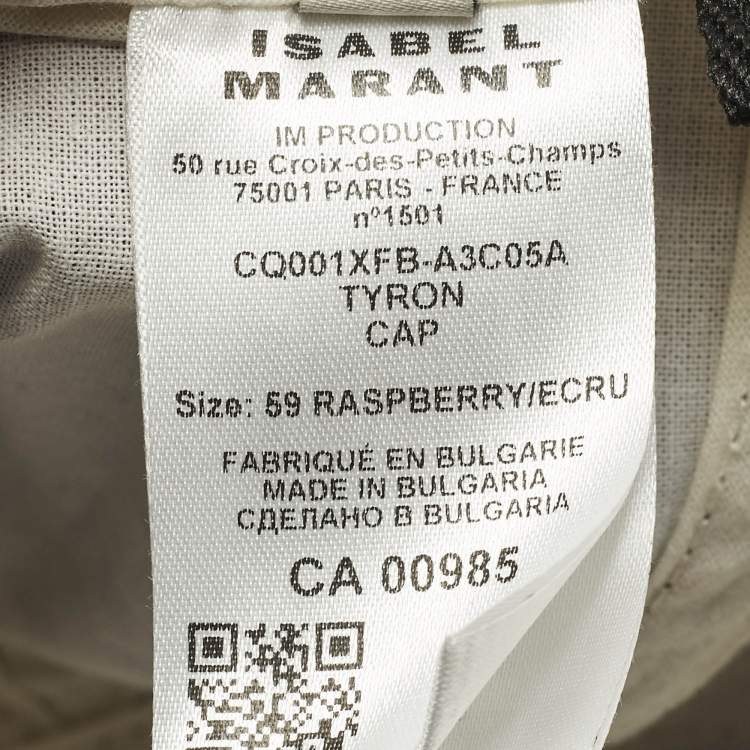 Pre Owned isabel Marant Red Tyron Logo Canvas Baseball Cap Size 59