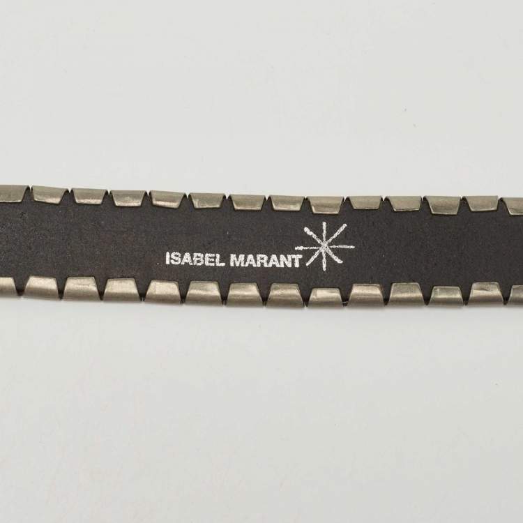 Pre Owned Isabel Marant Black/Silver Leather Metal Detail Buckle Belt S