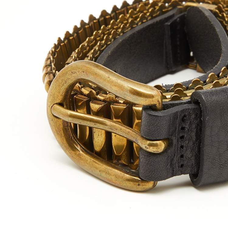 Pre Owned Isabel Marant Gold Metal Links Leather Buckle Belt