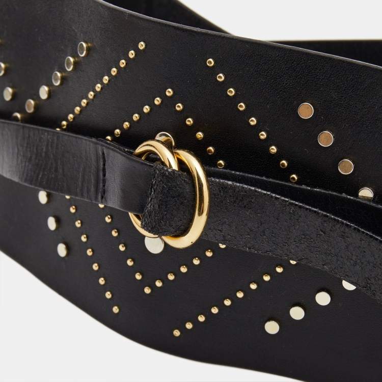 Pre Owned Isabel Marant Black Leather Studded Waist Belt