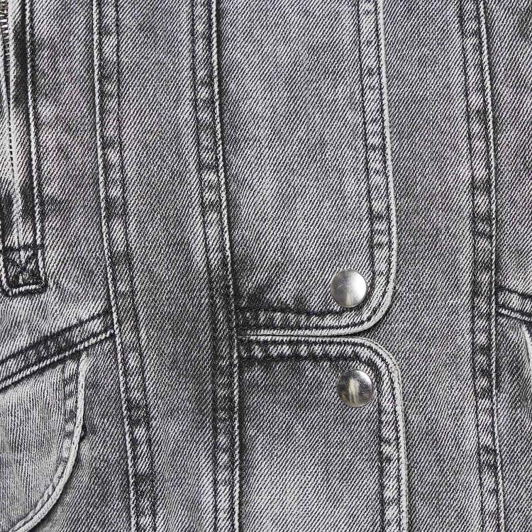 Pre Owned Isabel Marant Grey Nonstretch Denim Vlasta Utility Crop Jacket S