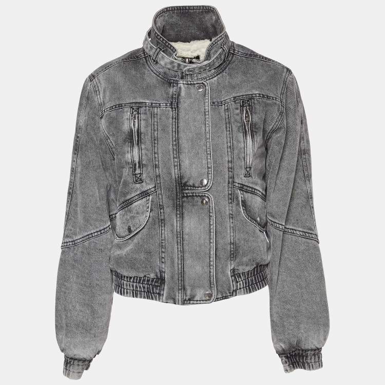 Pre Owned Isabel Marant Grey Nonstretch Denim Vlasta Utility Crop Jacket S