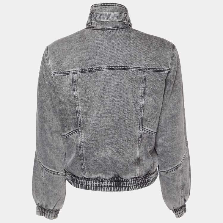 Pre Owned Isabel Marant Grey Nonstretch Denim Vlasta Utility Crop Jacket S