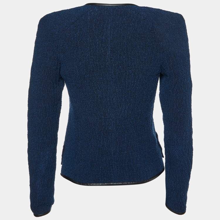 Pre Owned Isabel Marant Blue Terry Linen Blend Zip Up Jacket S