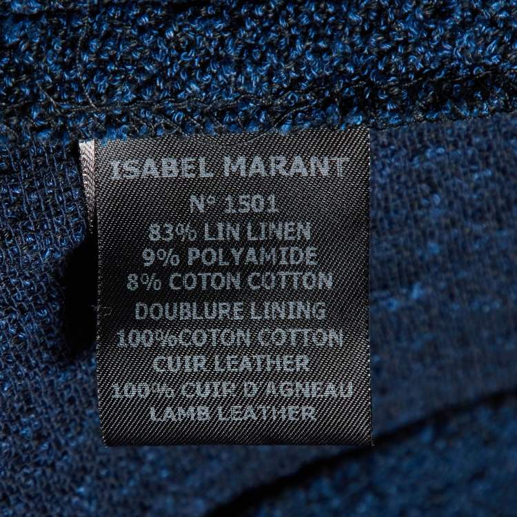 Pre Owned Isabel Marant Blue Terry Linen Blend Zip Up Jacket S