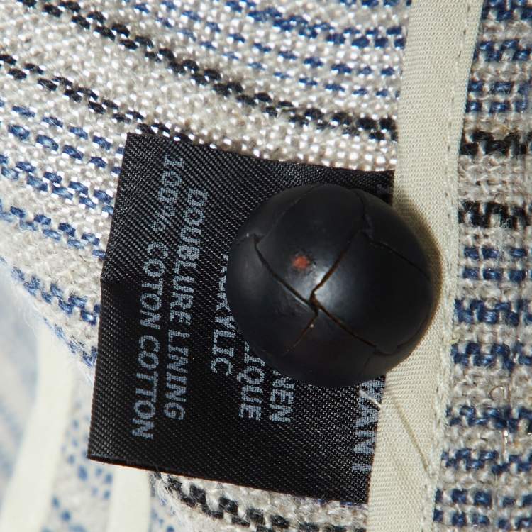 Pre Owned Isabel Marant Grey Stripe Linen Flutter Sleeve Crop Top XS
