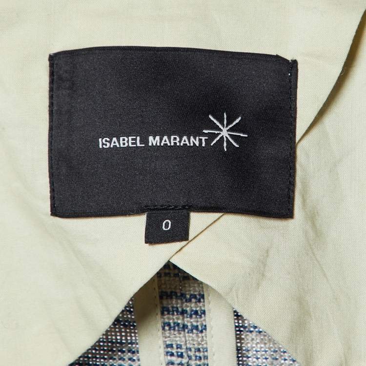 Pre Owned Isabel Marant Grey Stripe Linen Flutter Sleeve Crop Top XS