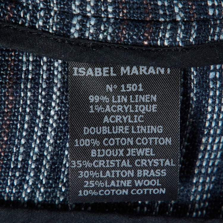 Pre Owned Isabel Marant Grey Striped Linen Crystal Embellished Jacket XS