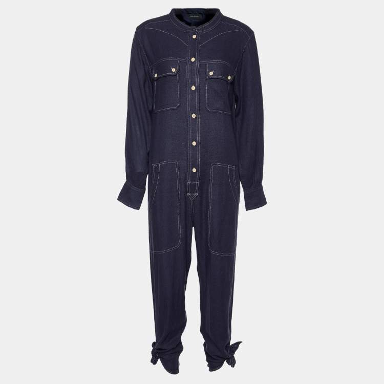 Pre Owned Isabel Marant Faded Night Blue Silk Jumpsuit S