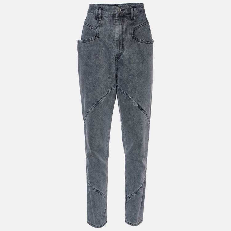 Pre Owned Isabel Marant Grey Washed Denim Paneled Jeans S Waist 31"