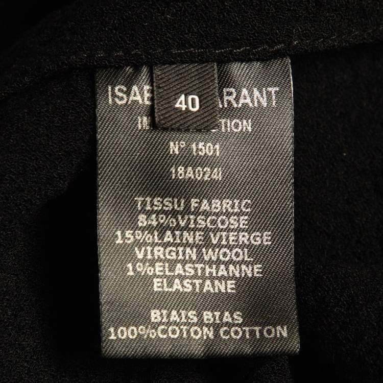 Pre Owned Isabel Marant Black Textured Wool Blend Ruched Midi Dress M