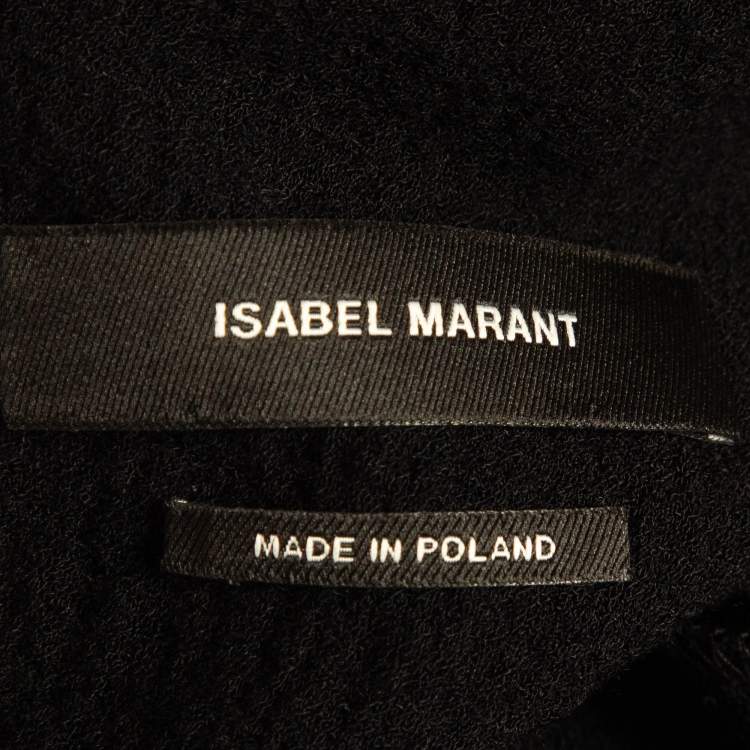 Pre Owned Isabel Marant Black Textured Wool Blend Ruched Midi Dress M