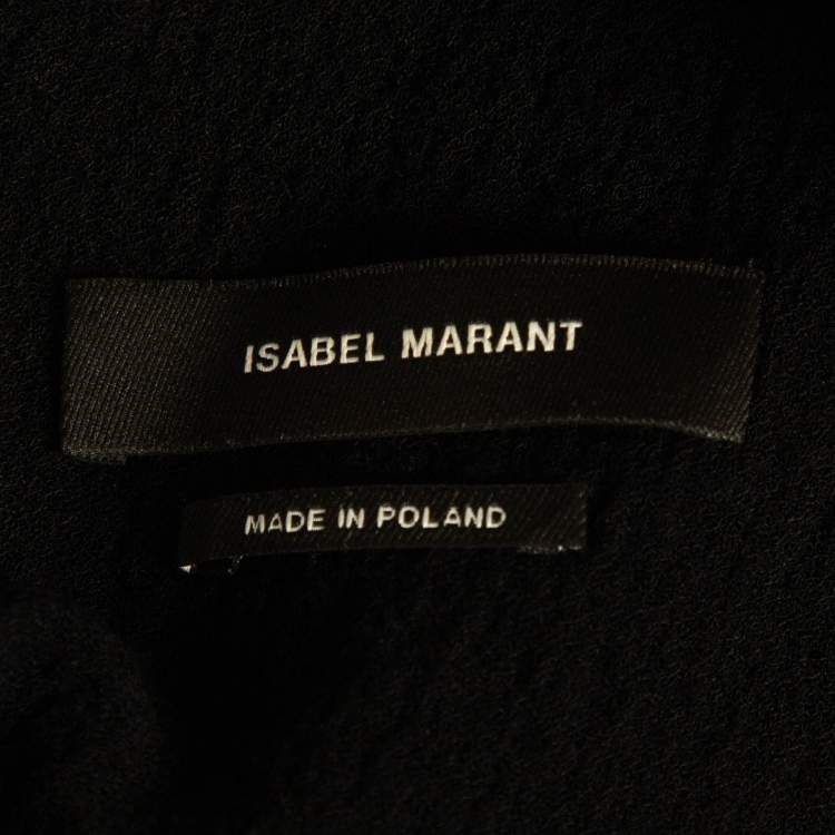 Pre Owned Isabel Marant Black Textured Wool Blend Ruched Midi Dress M