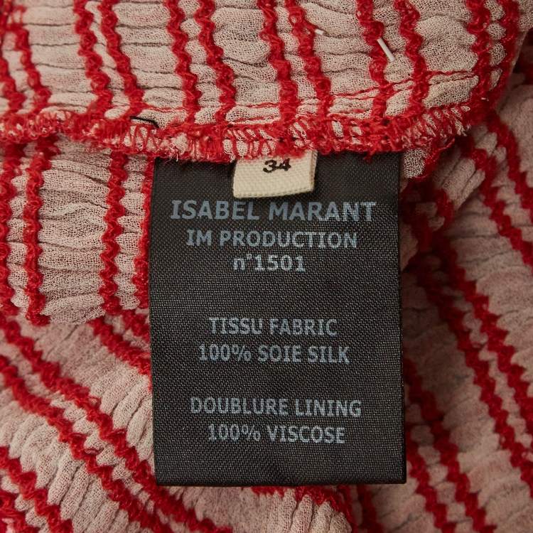 Pre Owned Isabel Marant Red Smocked Zelia Mini Skirt S