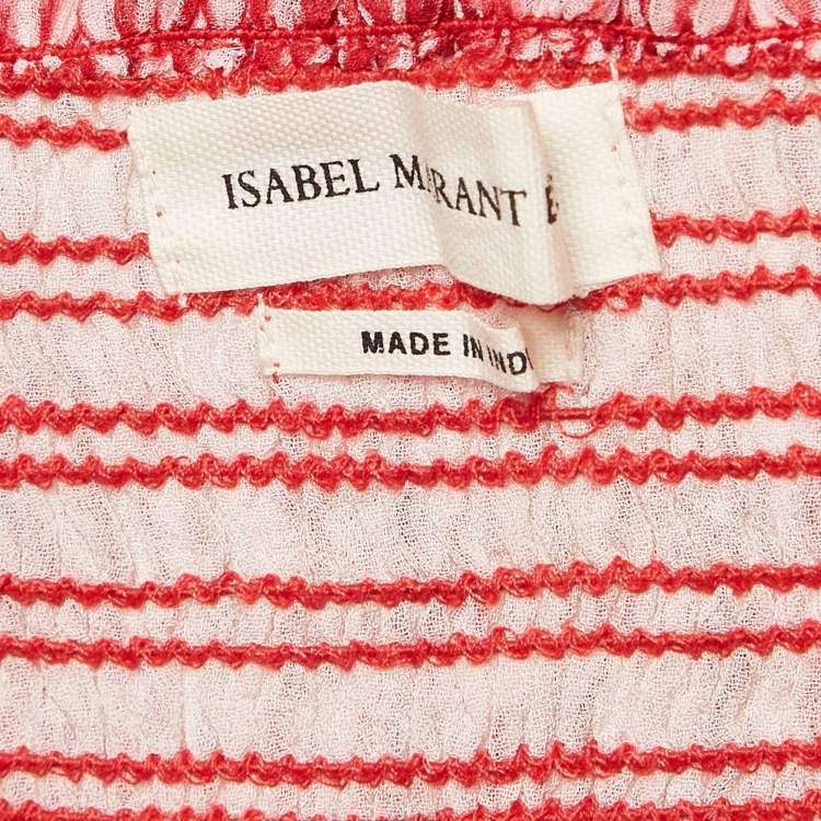 Pre Owned Isabel Marant Red Smocked Zelia Mini Skirt S