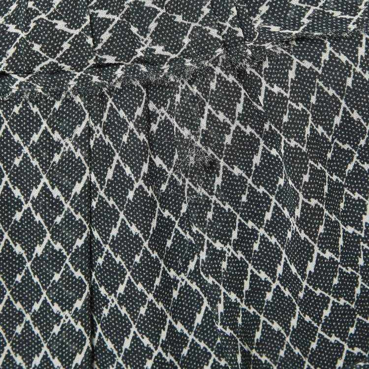 Pre Owned Isabel Marant Black/White Printed Silk Ruffled Short Skirt S