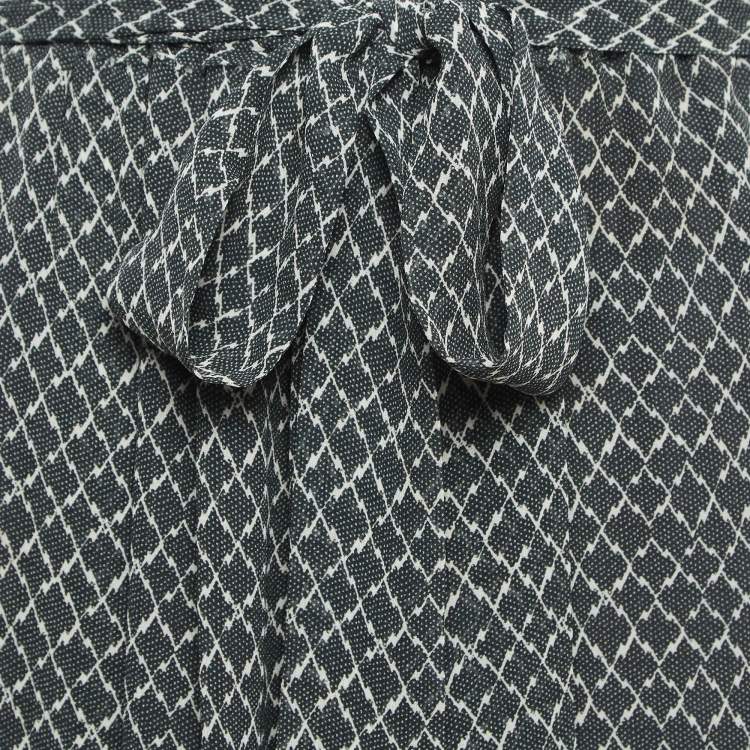 Pre Owned Isabel Marant Black/White Printed Silk Ruffled Short Skirt S