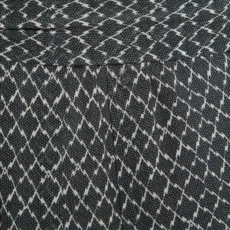 Pre Owned Isabel Marant Black/White Printed Silk Ruffled Short Skirt S