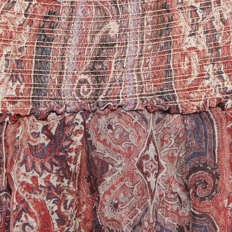 Pre Owned  Isabel Marant Purple Multicolor Smocked Zelia Mini Skirt S