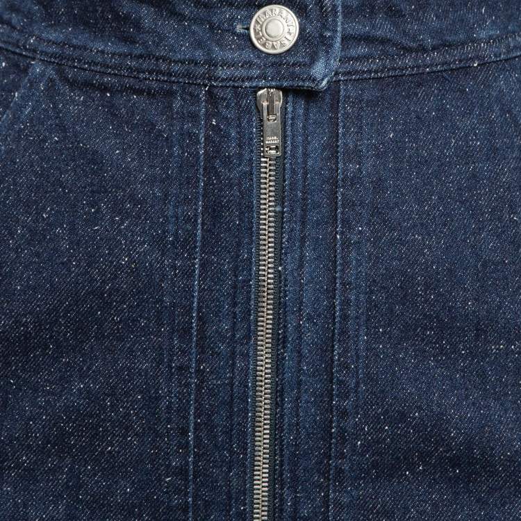 Pre Owned Isabel Marant Blue Denim Zip Front Mini Skirt S